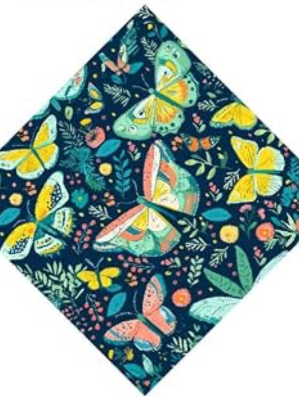 Butterfly Print glasses cleaner cloth in Navy, Yellow and Teal